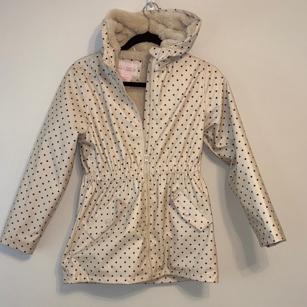 Liv & Lottie Girls Polka Dot zFur lined Hooded Jacket